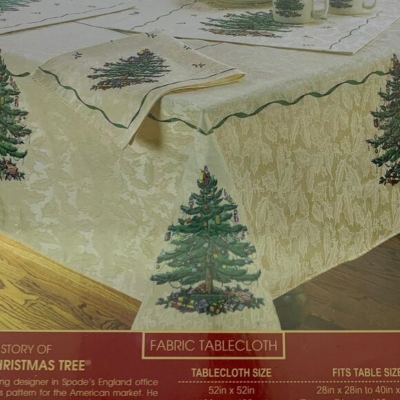 Spode Christmas Tree Tablecloth 60x102 Fabric NWT - Picture 4 of 9